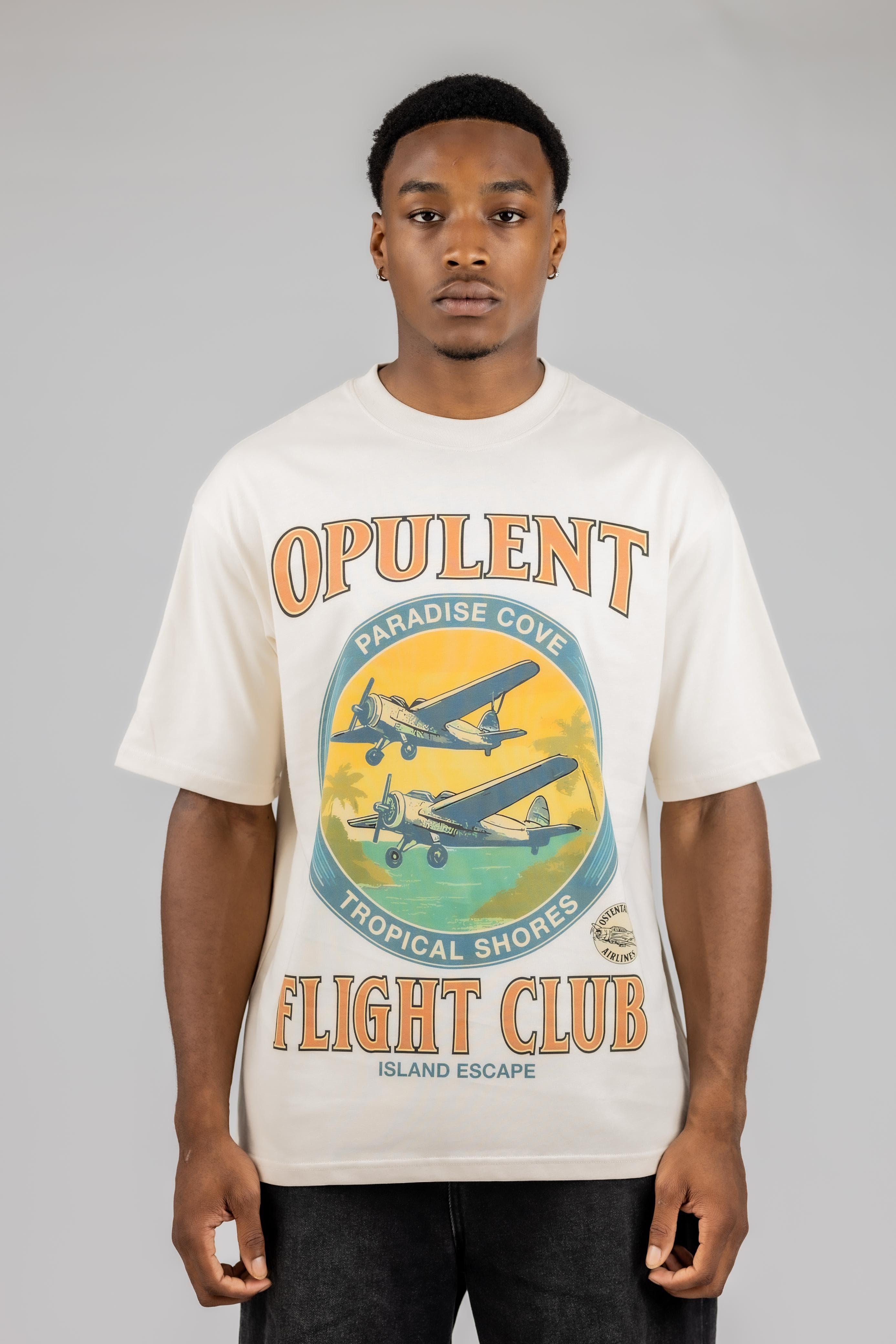 Flight Club T-Shirt - Cream Opulent Apparel