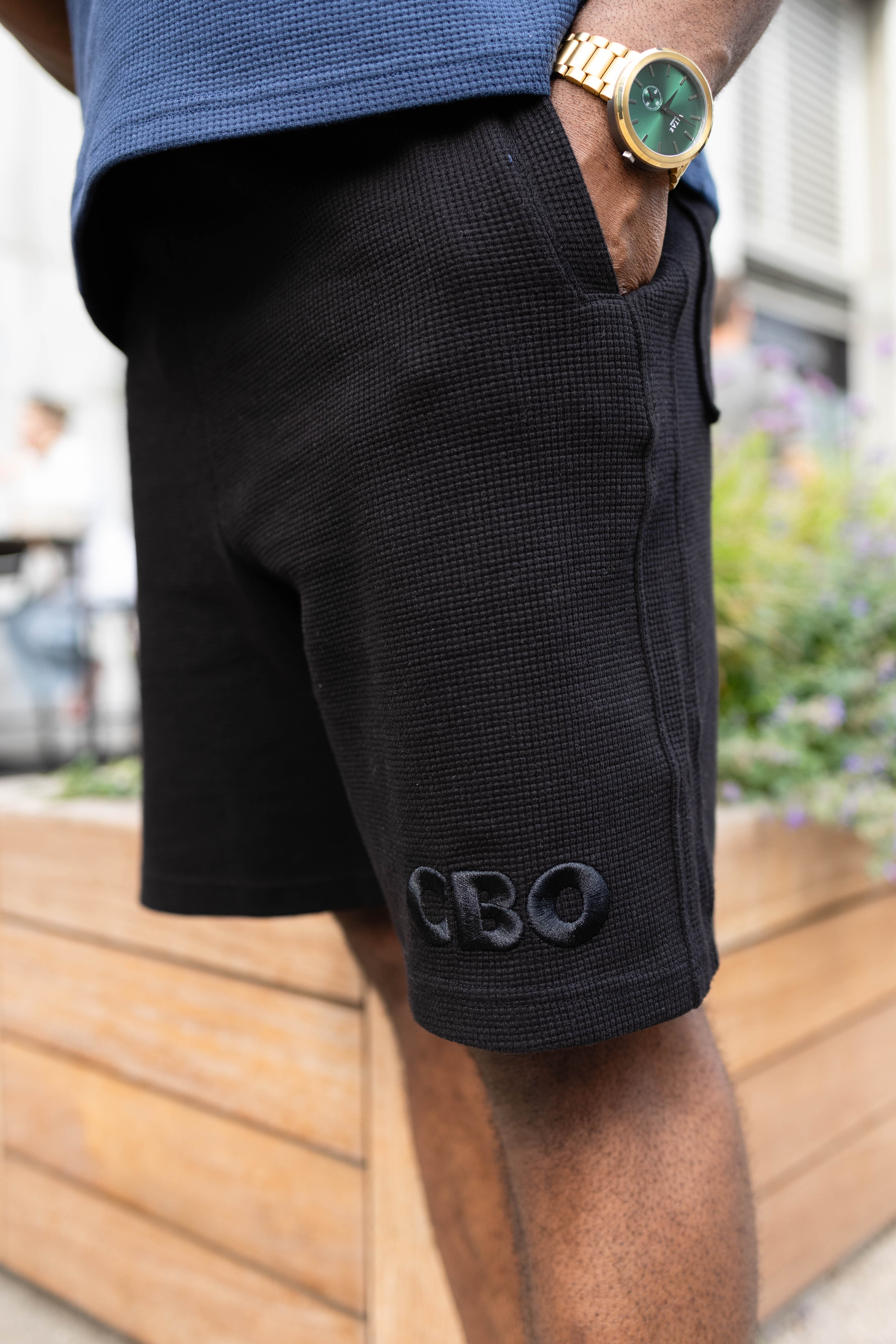 Opulent Apparel CBO Waffle Knit Shorts - Black